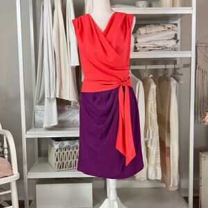 Suzi Chin for Maggy Sz. Medium, boutique colorblock dress fun flirty party #0666